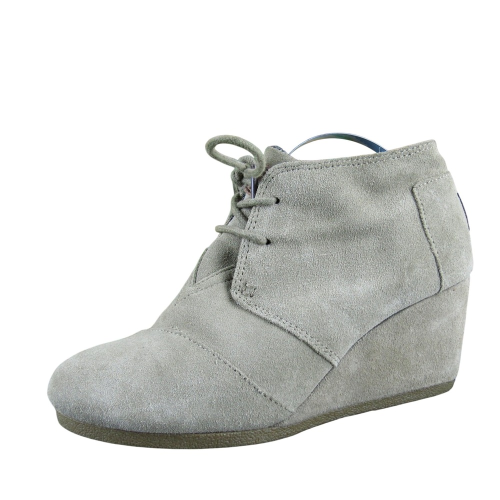 TOMS Kala Star Women's 7 Suede Leather Wedge Ankle Booties Lace-Up